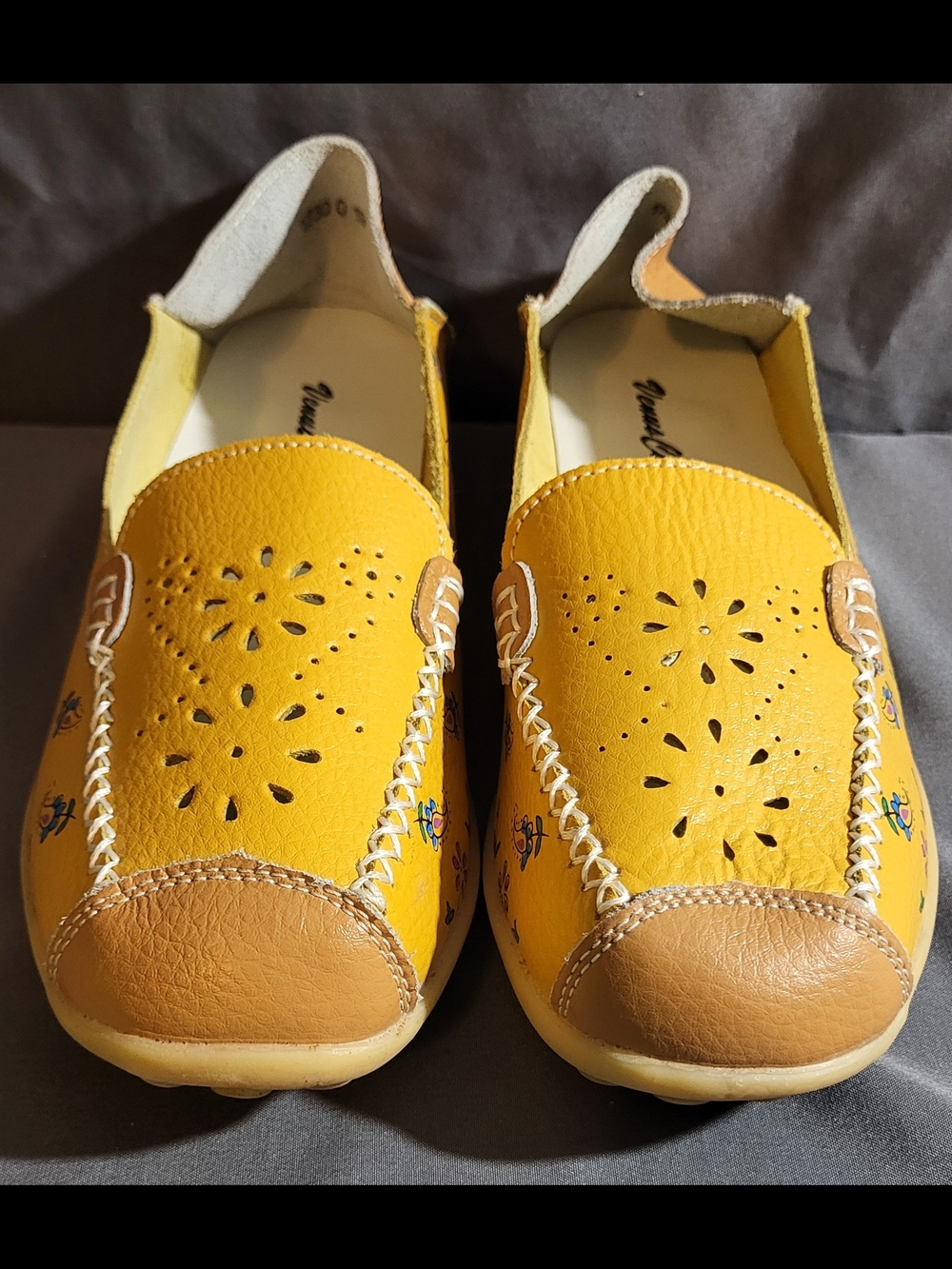 Kids Yellow Leather Slip-On Shoes